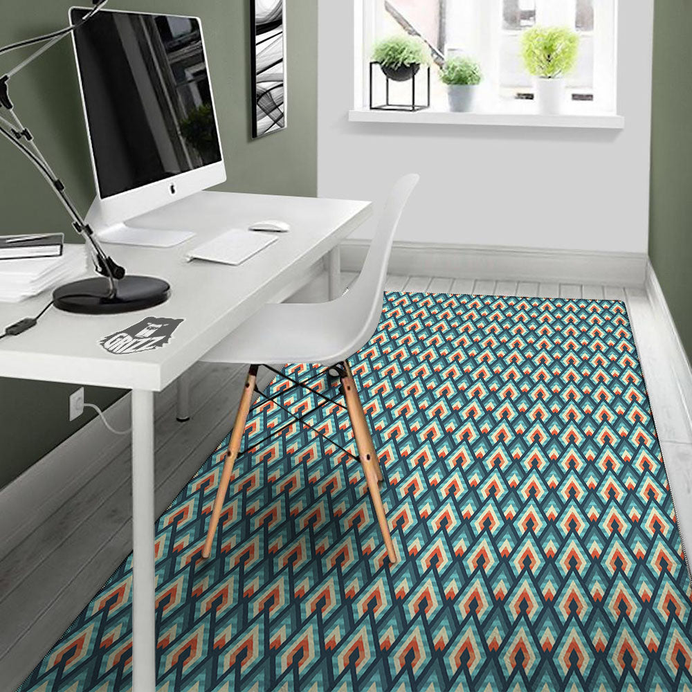 Triangle Blue Geometric Print Pattern Floor Mat-grizzshop
