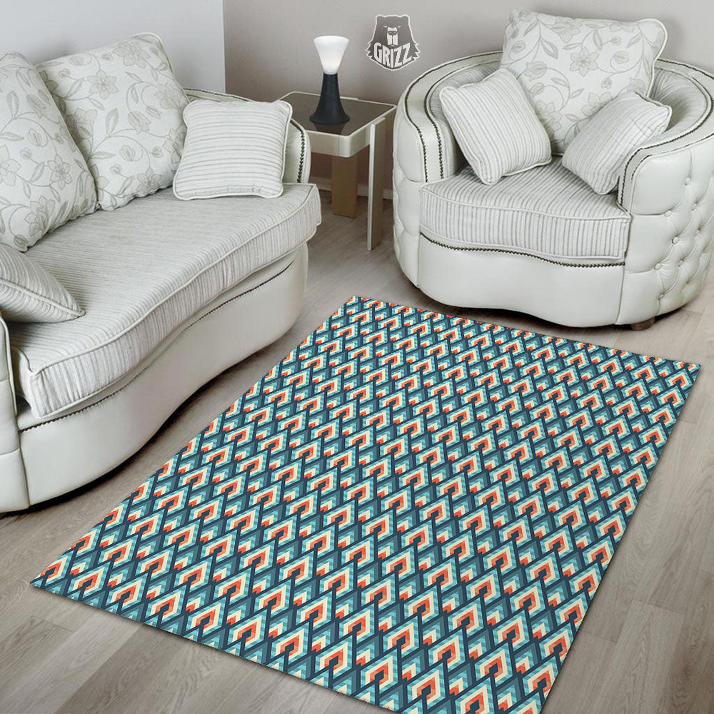 Triangle Blue Geometric Print Pattern Floor Mat-grizzshop