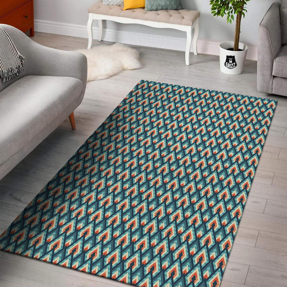 Triangle Blue Geometric Print Pattern Floor Mat-grizzshop
