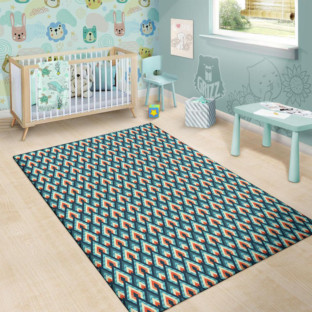 Triangle Blue Geometric Print Pattern Floor Mat-grizzshop