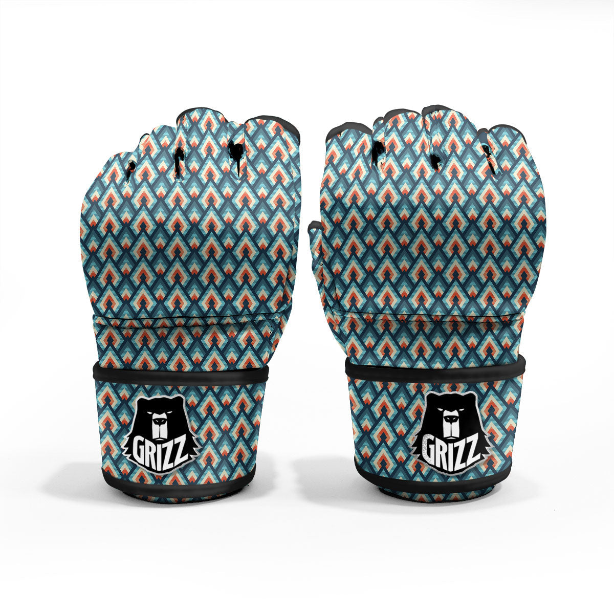 Triangle Blue Geometric Print Pattern MMA Gloves-grizzshop