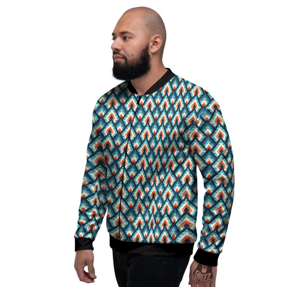 Triangle Blue Geometric Print Pattern Men's Bomber Jacket-grizzshop