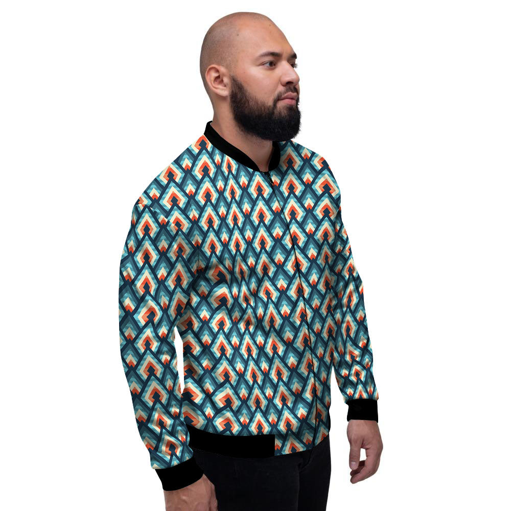 Triangle Blue Geometric Print Pattern Men's Bomber Jacket-grizzshop