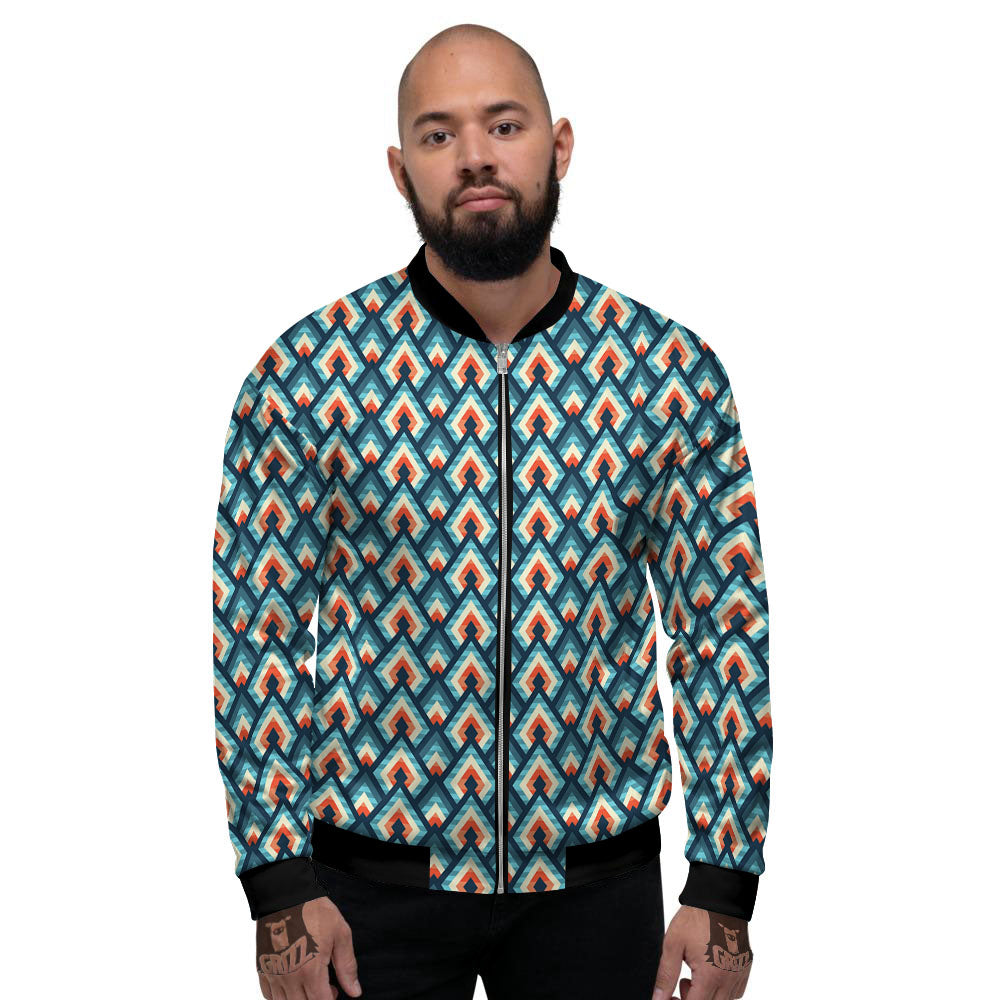 Triangle Blue Geometric Print Pattern Men's Bomber Jacket-grizzshop