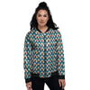 Triangle Blue Geometric Print Pattern Women's Bomber Jacket-grizzshop