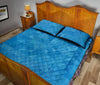 Triangle Blue Pattern Print Bed Set Quilt-grizzshop