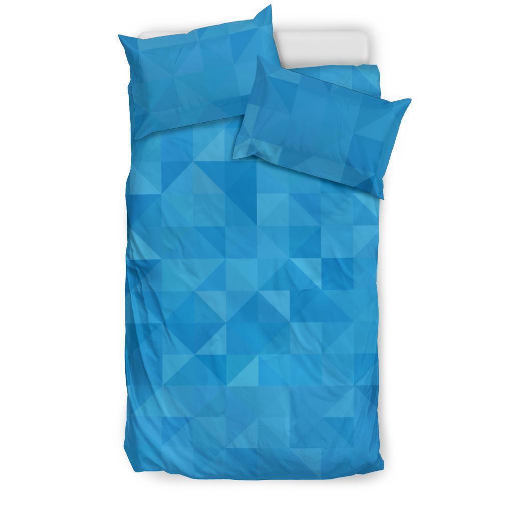 Triangle Blue Pattern Print Duvet Cover Bedding Set-grizzshop