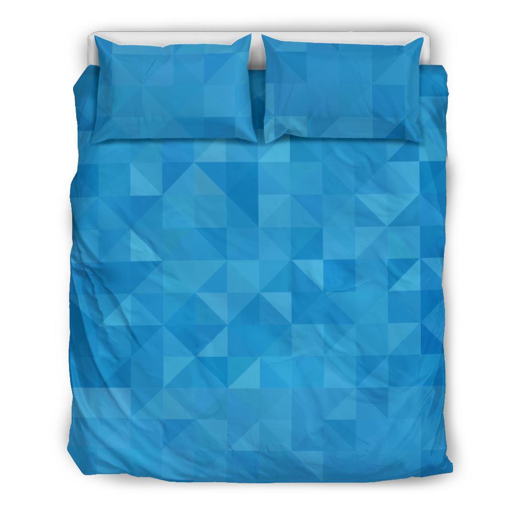 Triangle Blue Pattern Print Duvet Cover Bedding Set-grizzshop