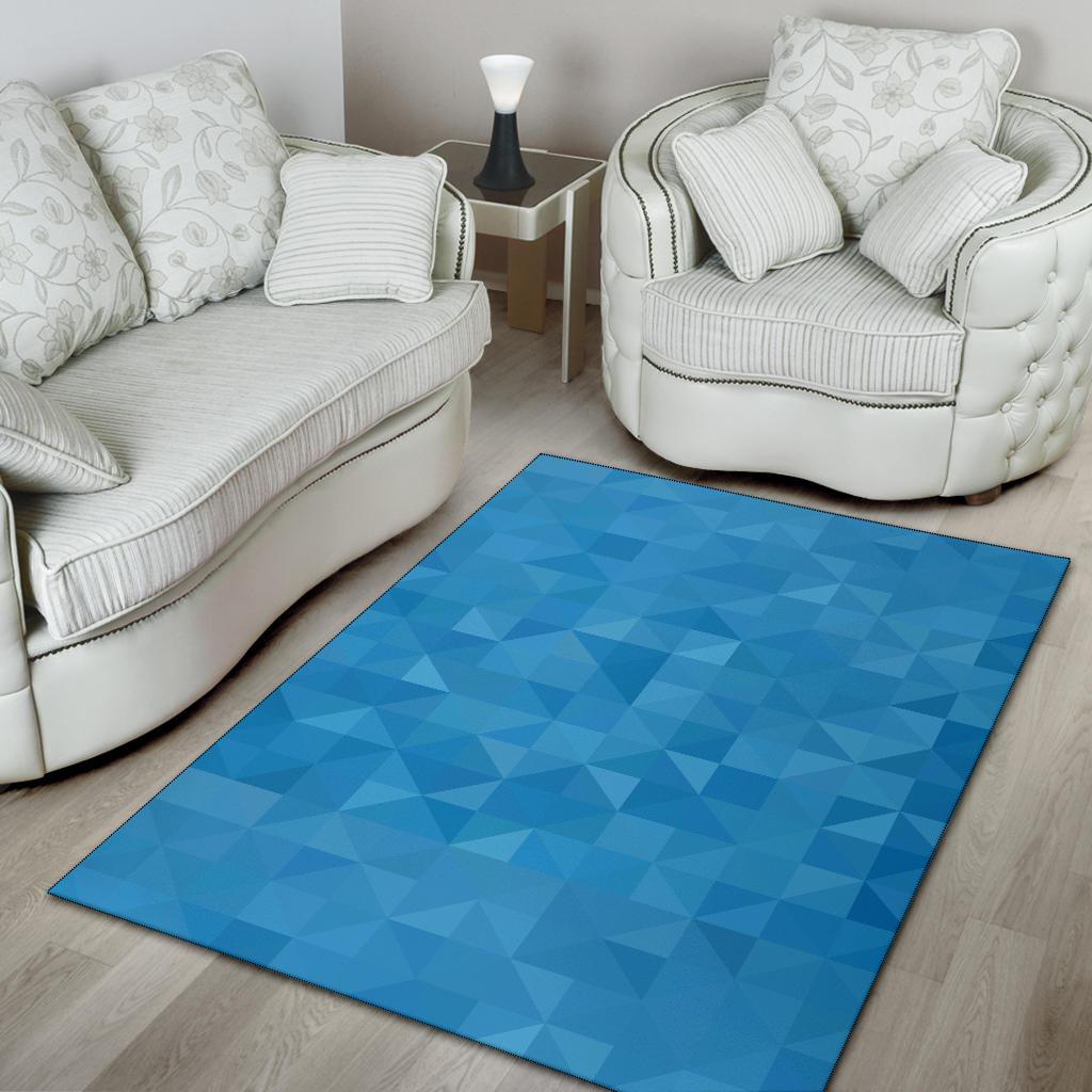 Triangle Blue Pattern Print Floor Mat-grizzshop