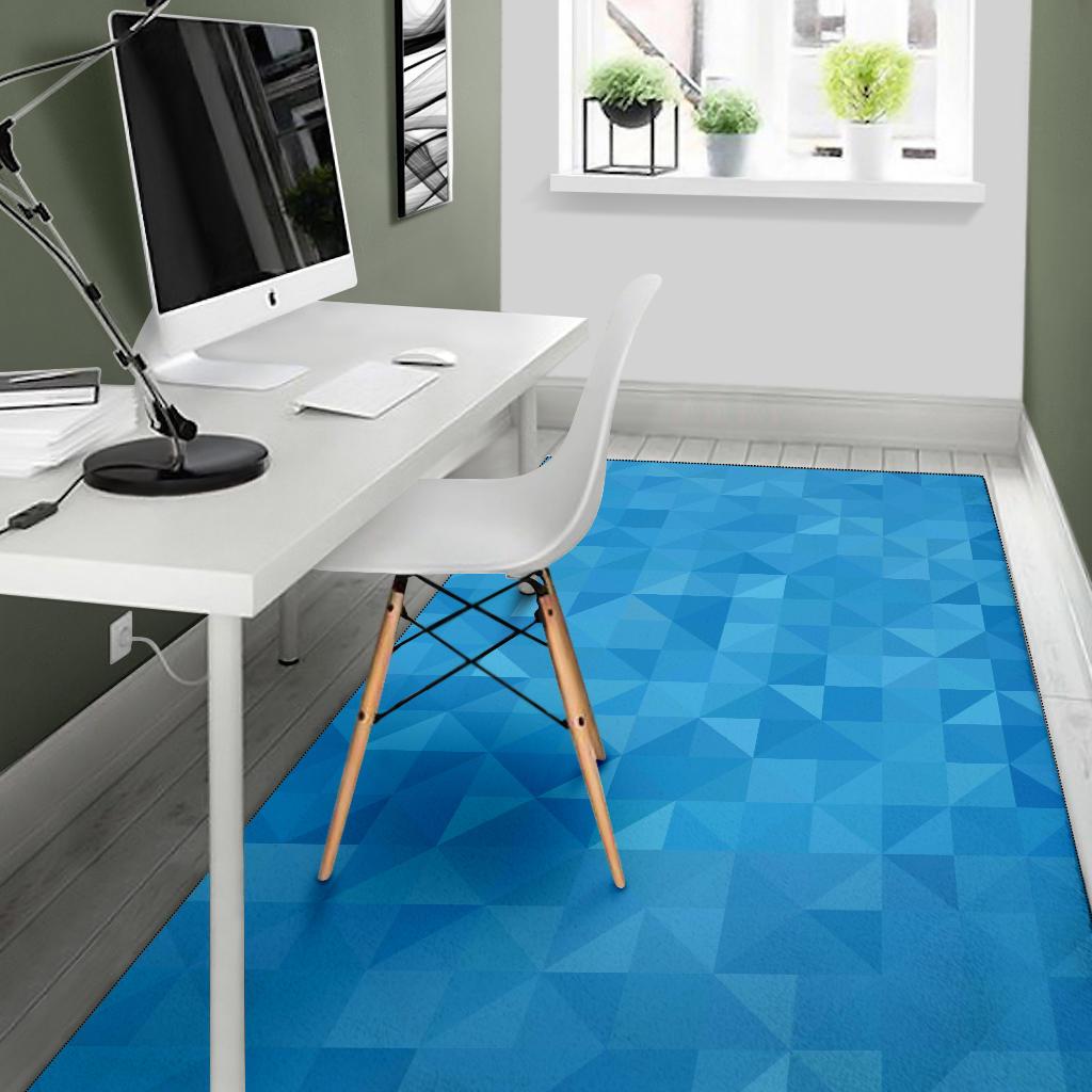 Triangle Blue Pattern Print Floor Mat-grizzshop