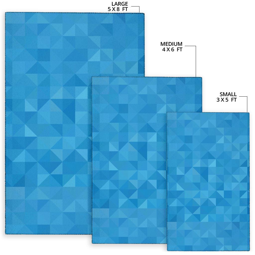 Triangle Blue Pattern Print Floor Mat-grizzshop