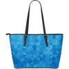 Triangle Blue Pattern Print Leather Tote Bag-grizzshop