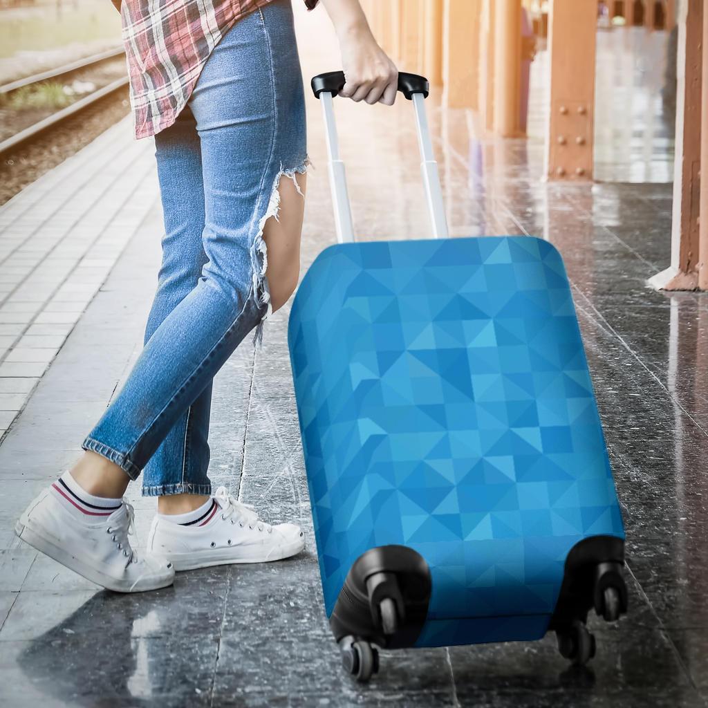 Triangle Blue Pattern Print Luggage Cover Protector-grizzshop