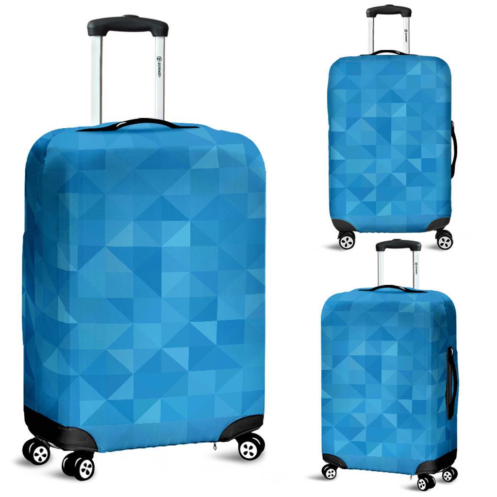 Triangle Blue Pattern Print Luggage Cover Protector-grizzshop