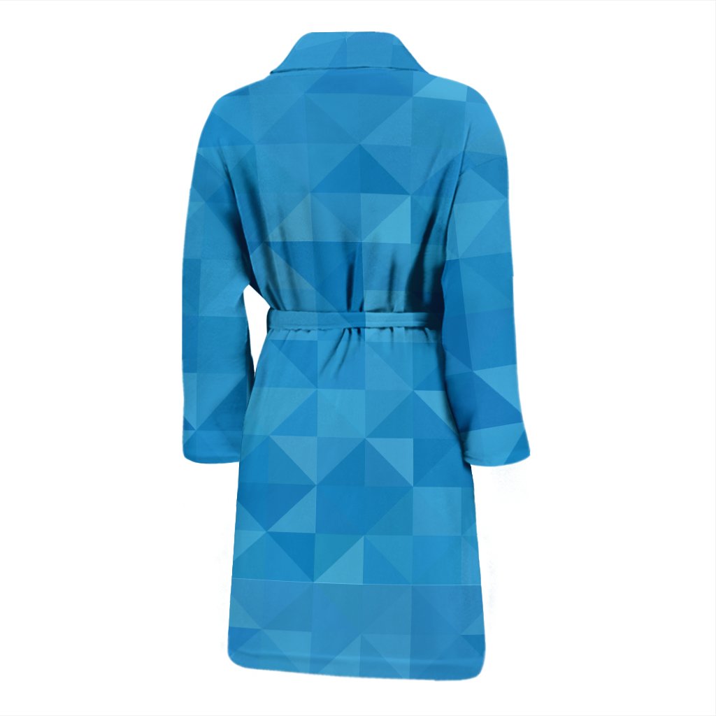 Triangle Blue Pattern Print Men Long Robe-grizzshop