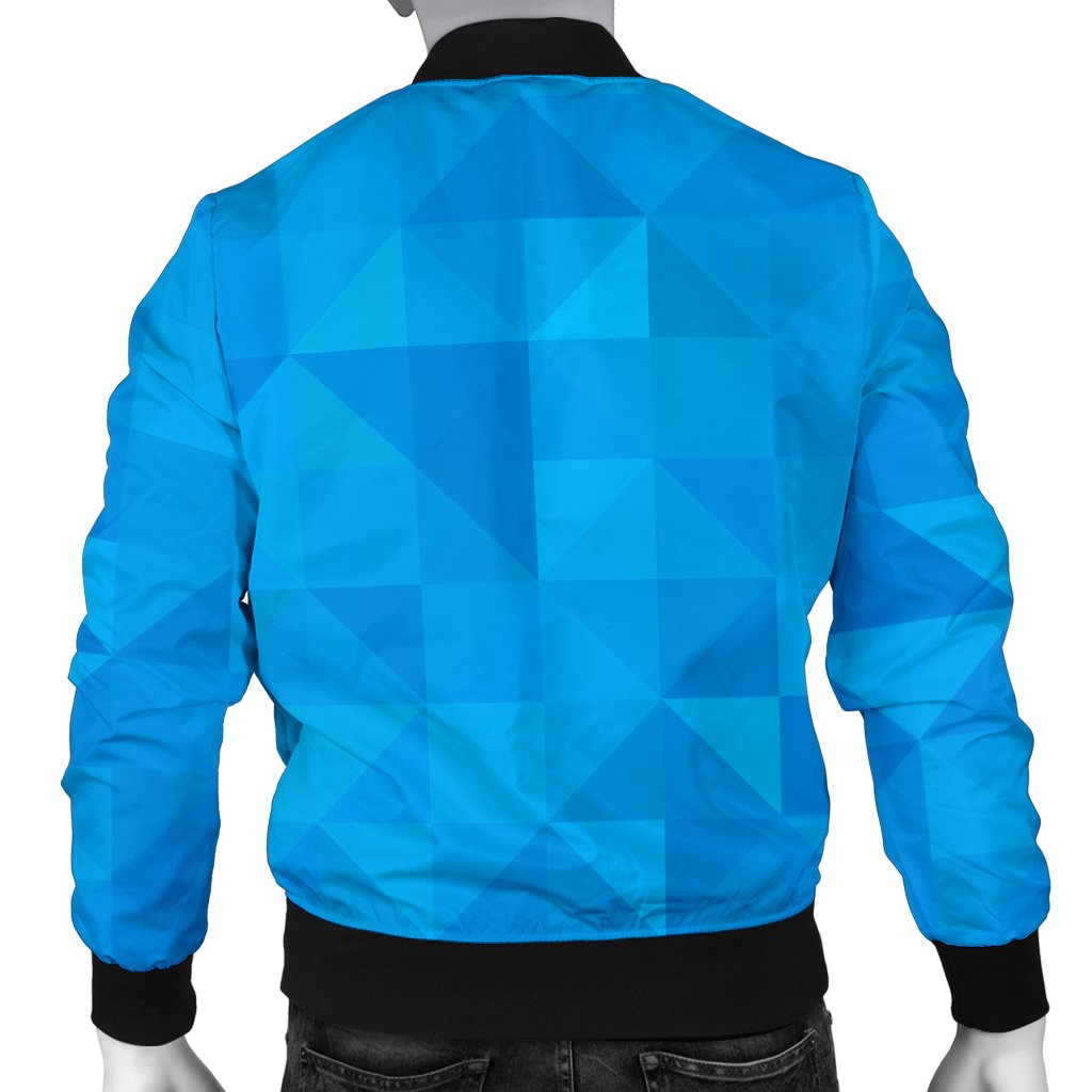 Triangle Blue Pattern Print Men's Bomber Jacket-grizzshop