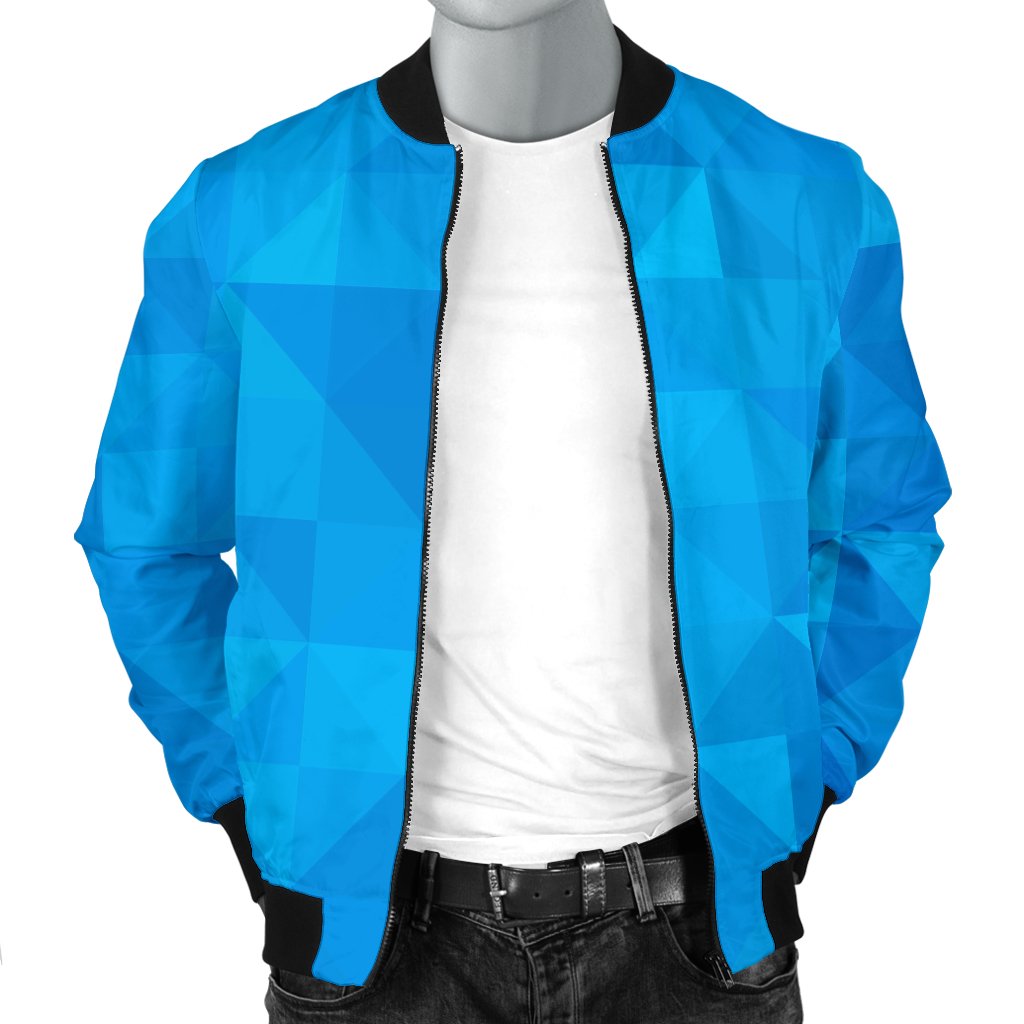 Triangle Blue Pattern Print Men's Bomber Jacket-grizzshop