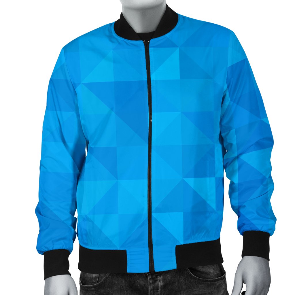 Triangle Blue Pattern Print Men's Bomber Jacket-grizzshop