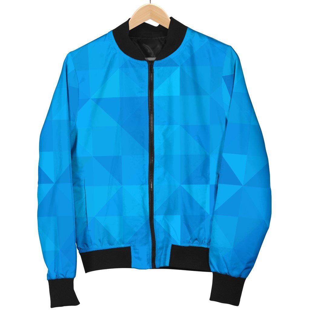 Triangle Blue Pattern Print Men's Bomber Jacket-grizzshop