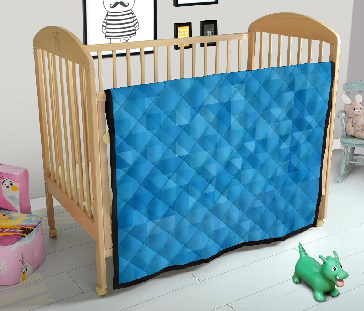 Triangle Blue Pattern Print Quilt-grizzshop