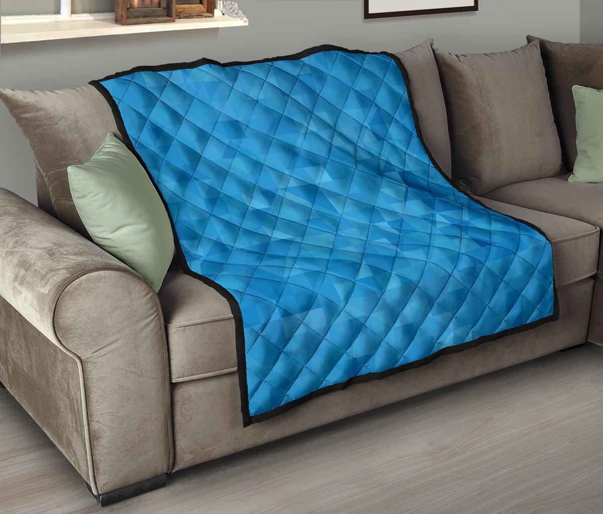 Triangle Blue Pattern Print Quilt-grizzshop