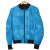 Triangle Blue Pattern Print Women Casual Bomber Jacket-grizzshop