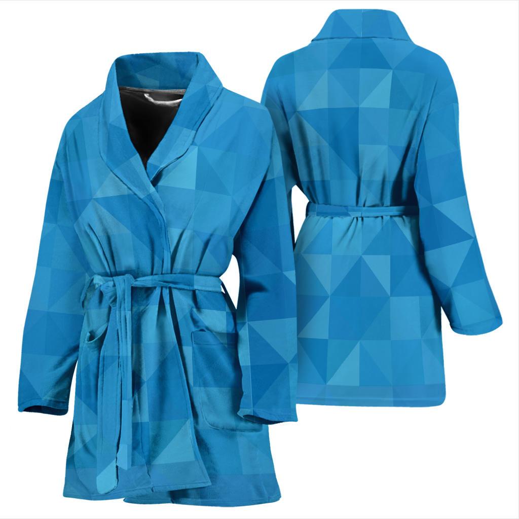 Triangle Blue Pattern Print Women Long Robe-grizzshop