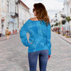 Triangle Blue Pattern Print Women Off Shoulder Sweatshirt-grizzshop