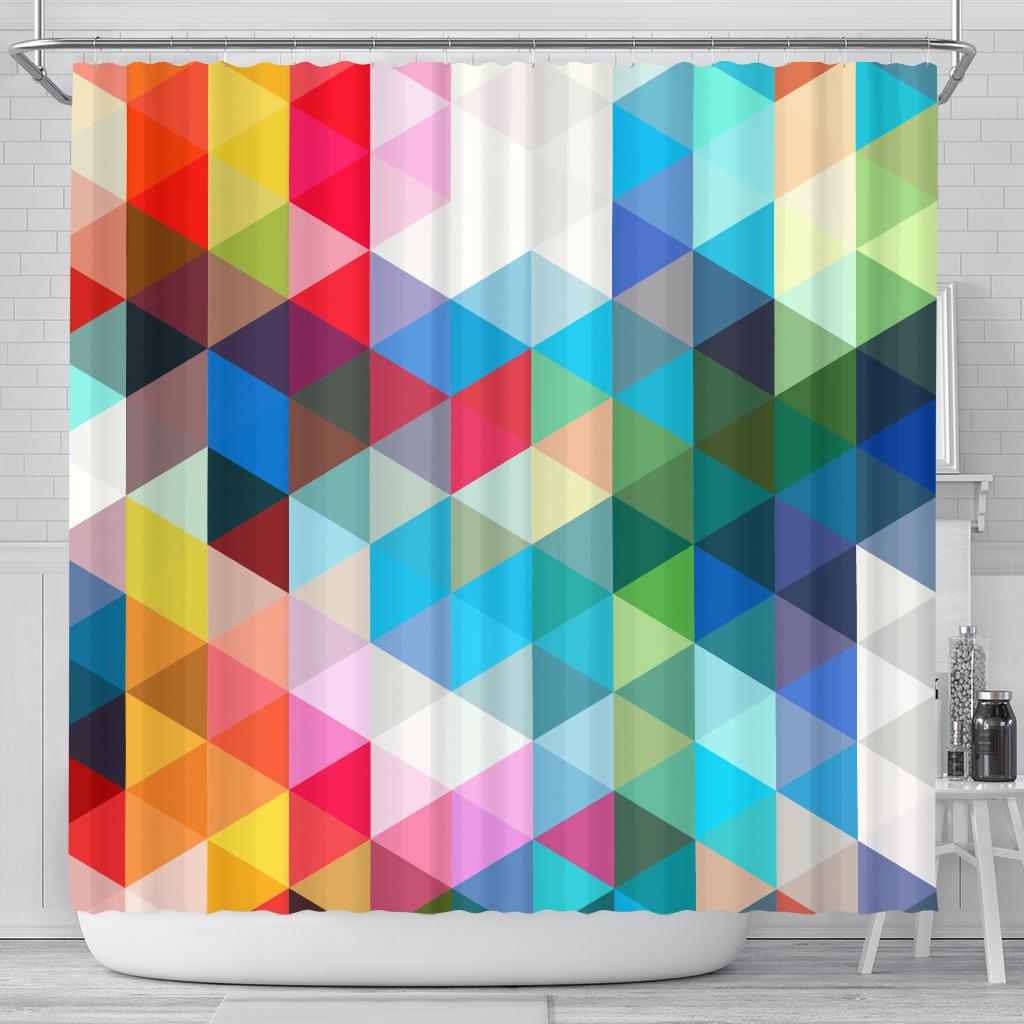 Triangle Colorful Pattern Print Bathroom Shower Curtain-grizzshop