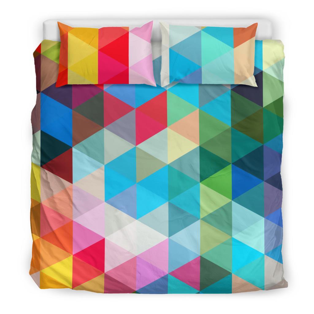 Triangle Colorful Pattern Print Duvet Cover Bedding Set-grizzshop