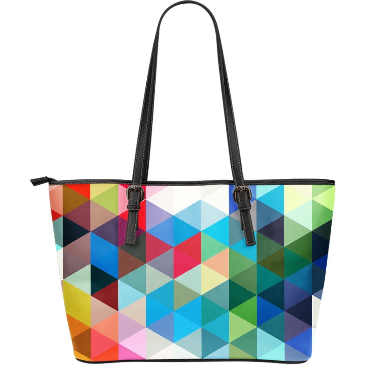 Triangle Colorful Pattern Print Leather Tote Bag-grizzshop