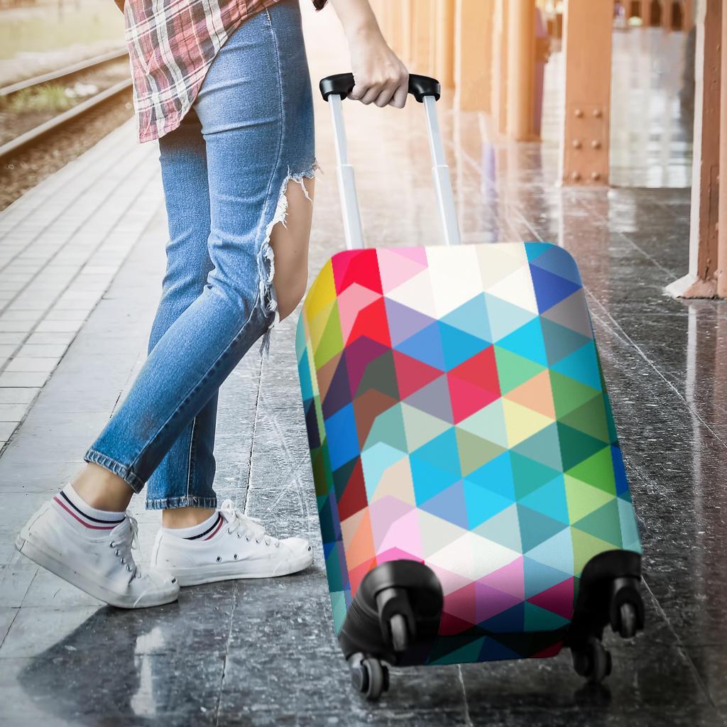 Triangle Colorful Pattern Print Luggage Cover Protector-grizzshop