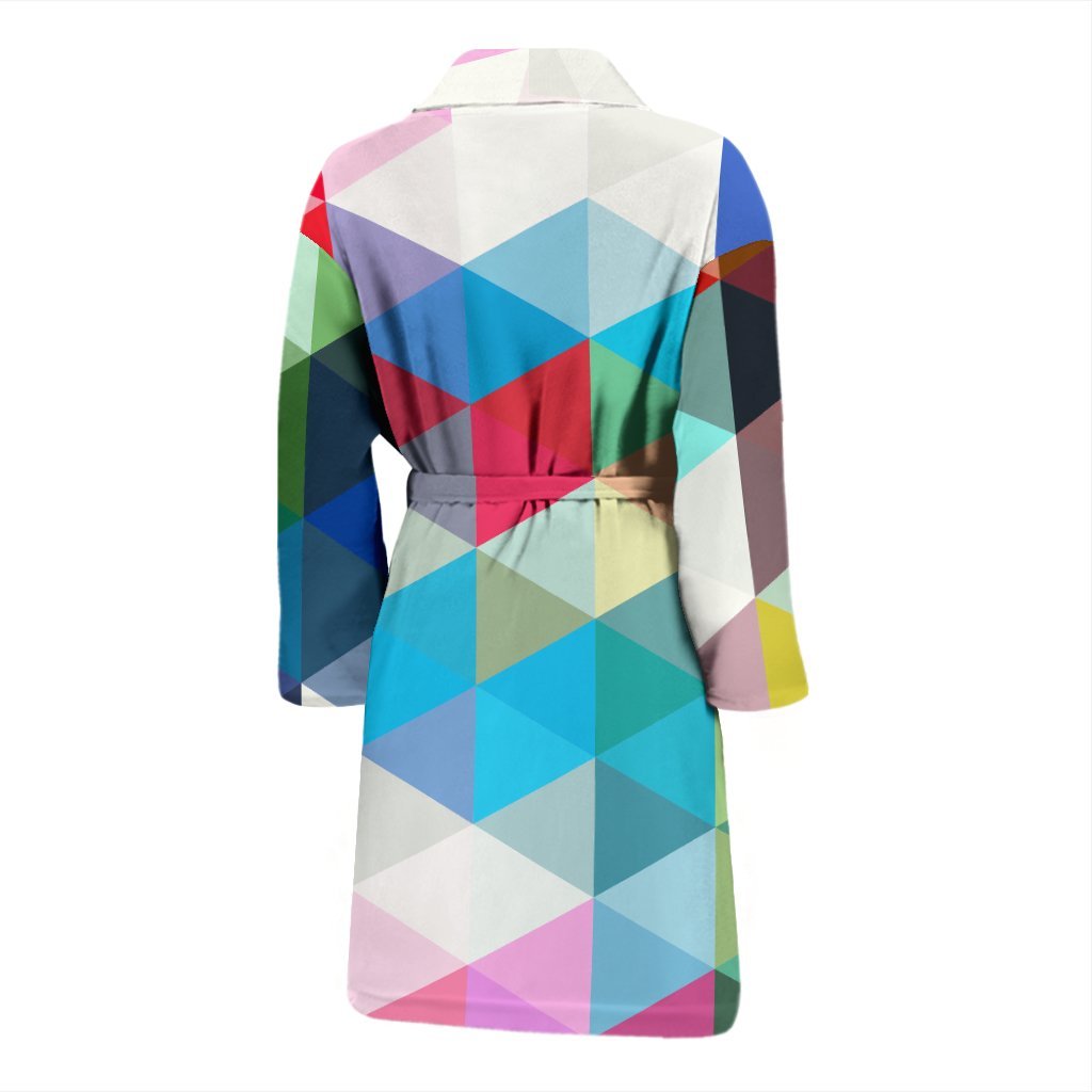 Triangle Colorful Pattern Print Men Long Robe-grizzshop