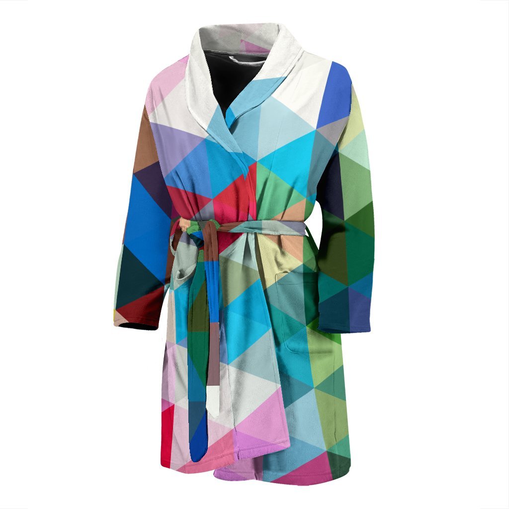 Triangle Colorful Pattern Print Men Long Robe-grizzshop