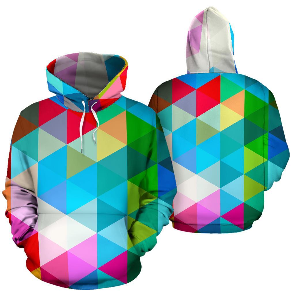 Triangle Colorful Pattern Print Men Women Pullover Hoodie-grizzshop