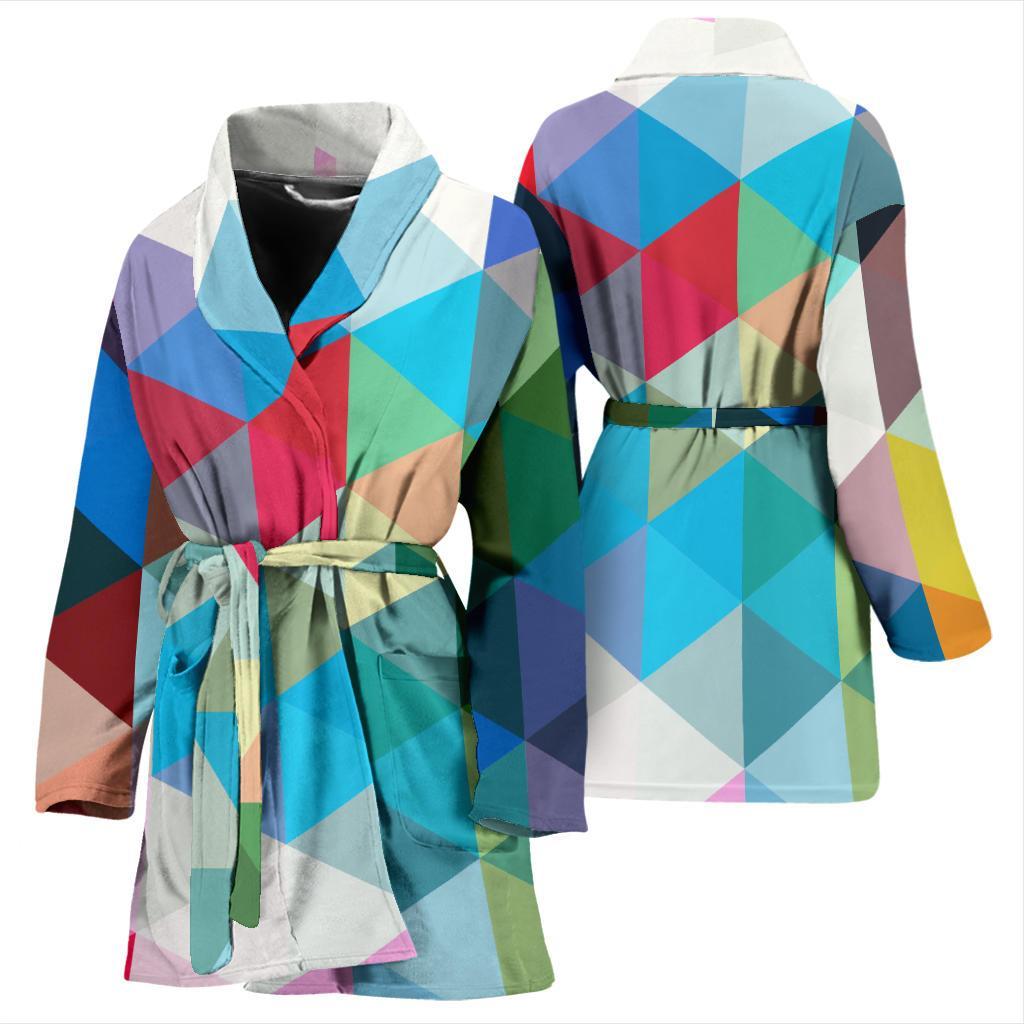 Triangle Colorful Pattern Print Women Long Robe-grizzshop
