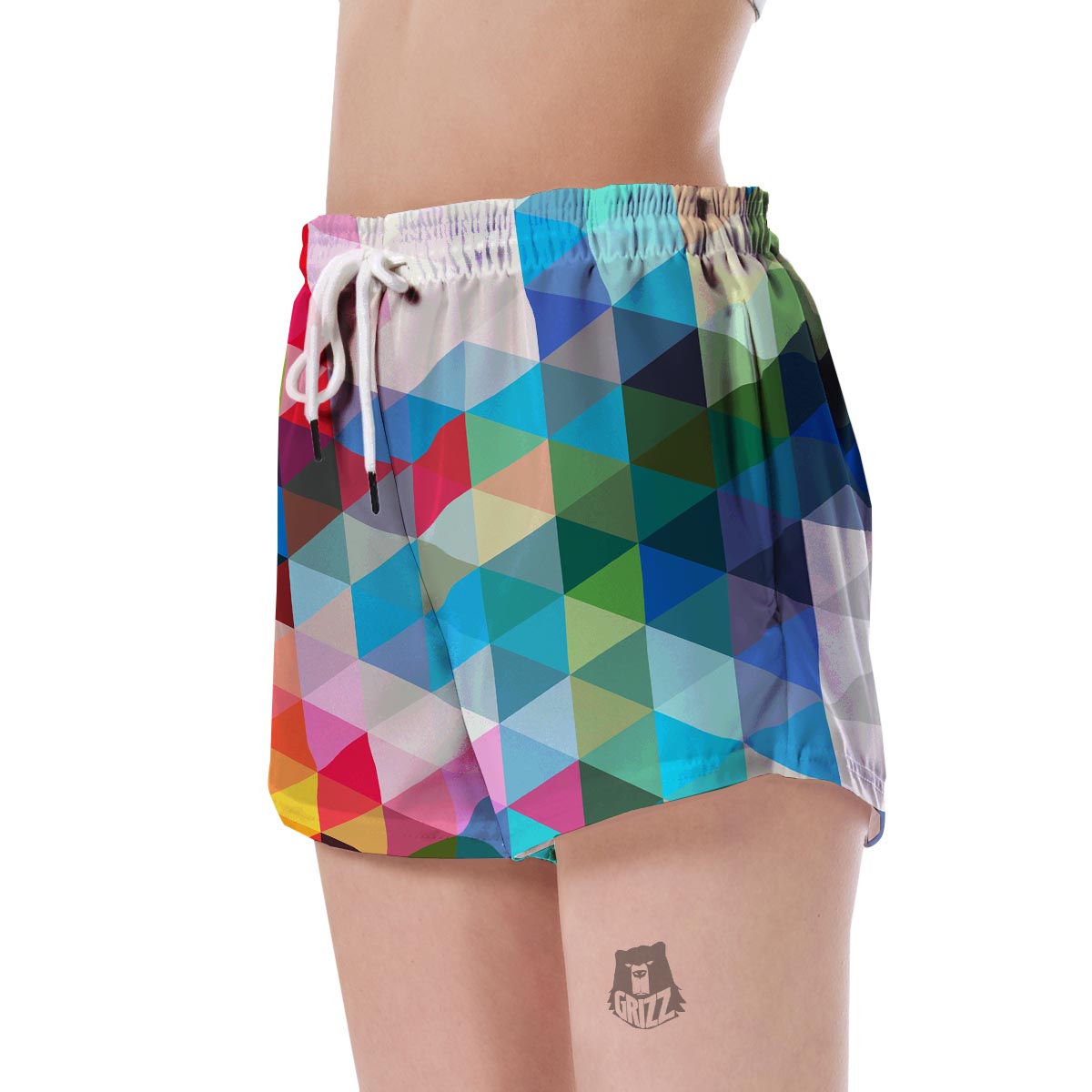Triangle Colorful Pattern Print Women's Shorts-grizzshop