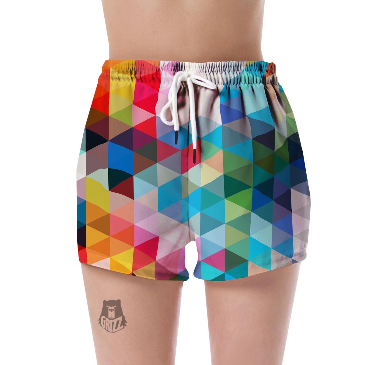 Triangle Colorful Pattern Print Women's Shorts-grizzshop