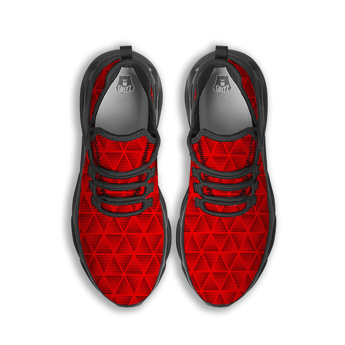 Triangle Dot Geometric Print Pattern Black Running Shoes-grizzshop
