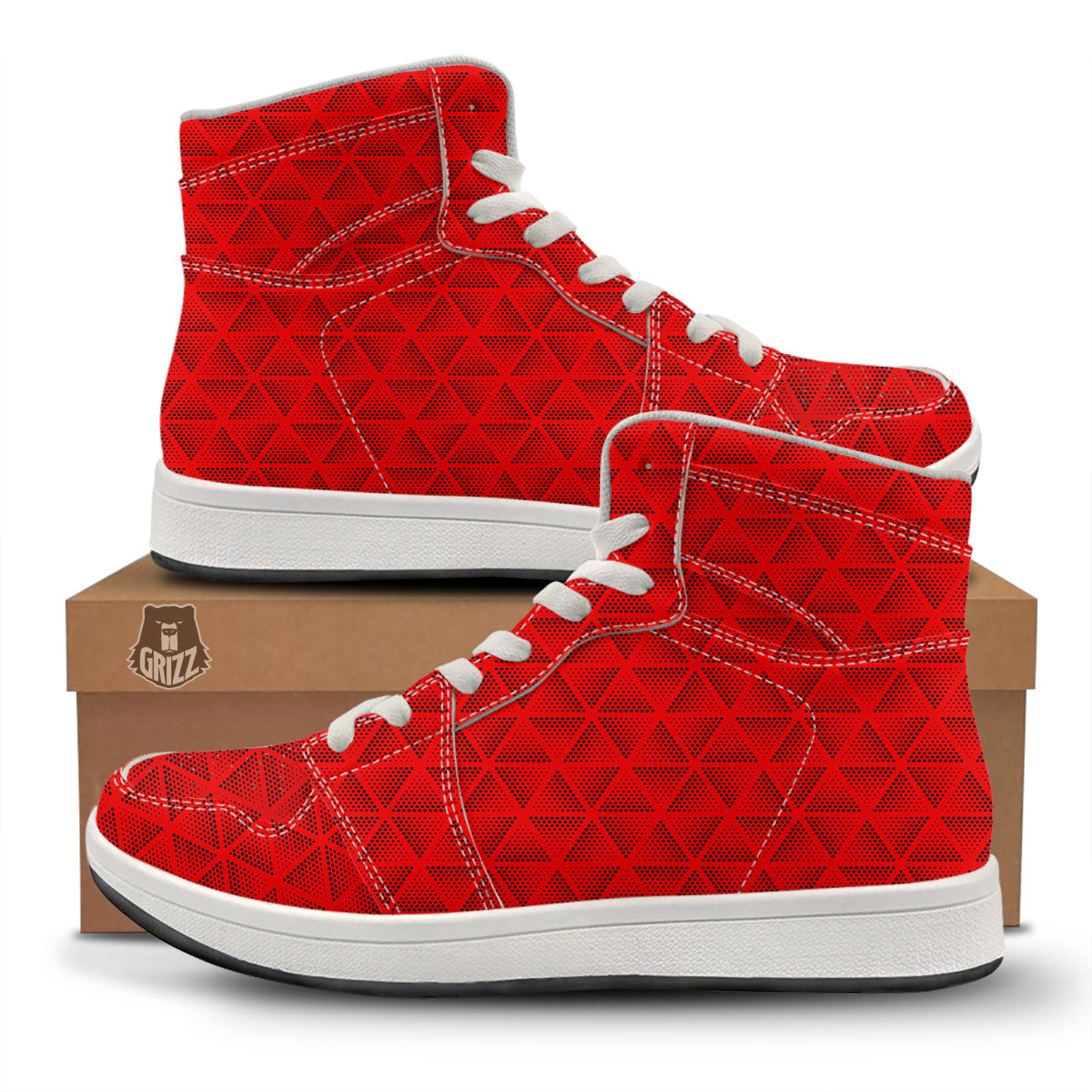 Triangle Dot Geometric Print Pattern High Top Sneakers-grizzshop