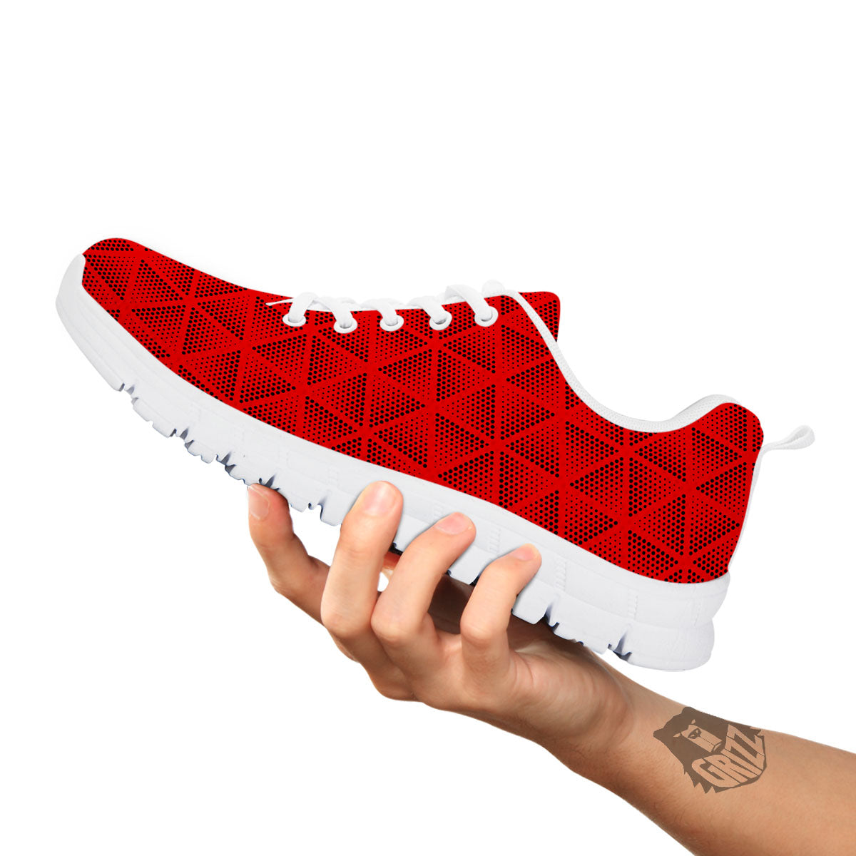 Triangle Dot Geometric Print Pattern White Sneaker-grizzshop