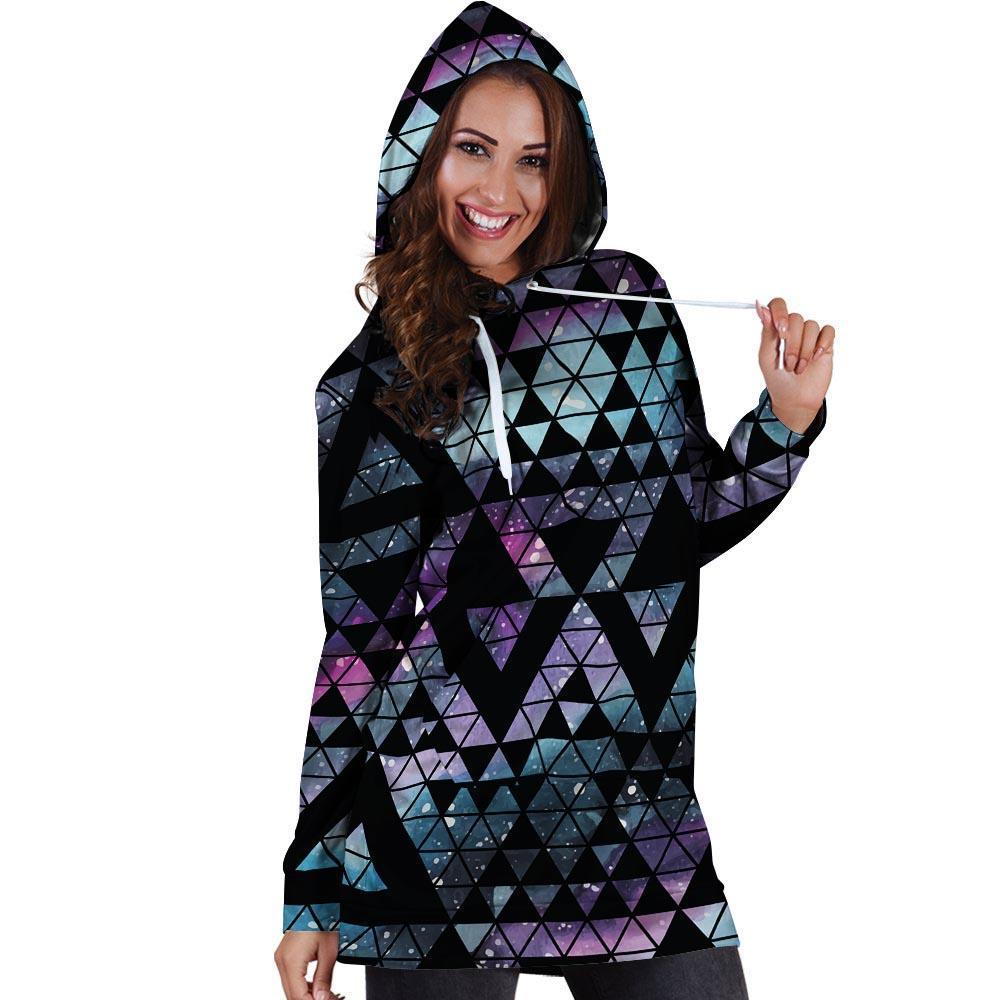 Triangle Galaxy Space Hoodie Dress-grizzshop