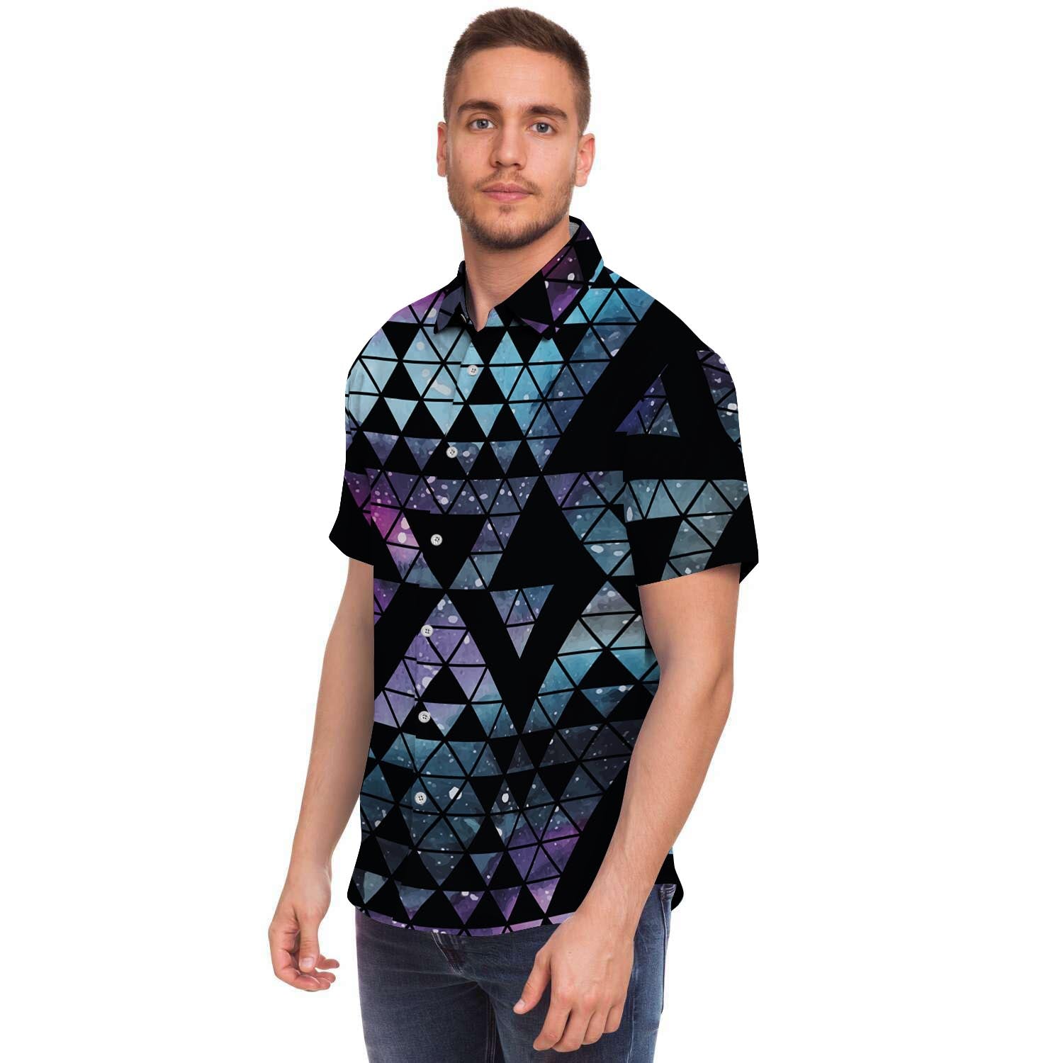 Triangle Galaxy Space Men's Short Sleeve Shirt-grizzshop