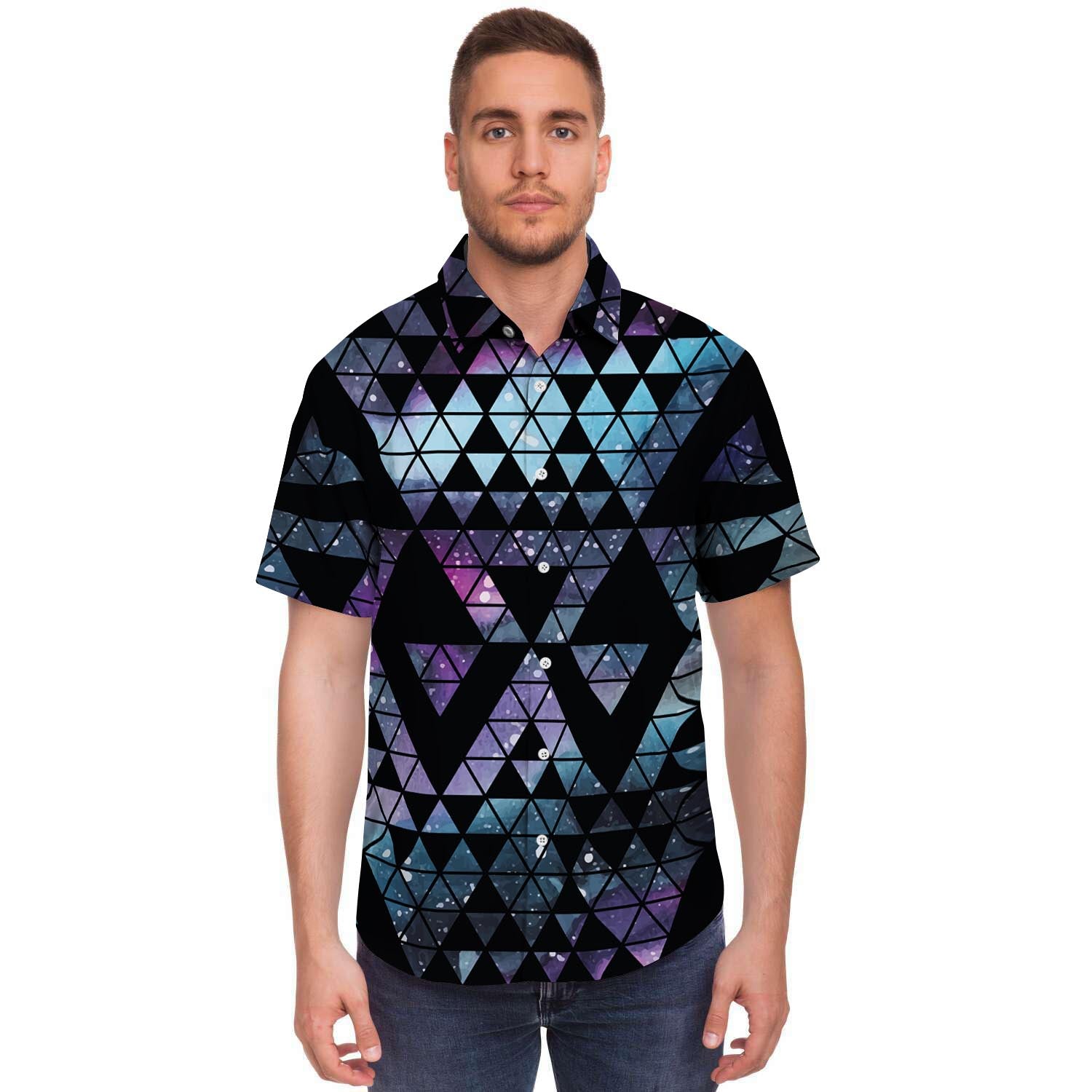 Triangle Galaxy Space Men's Short Sleeve Shirt-grizzshop