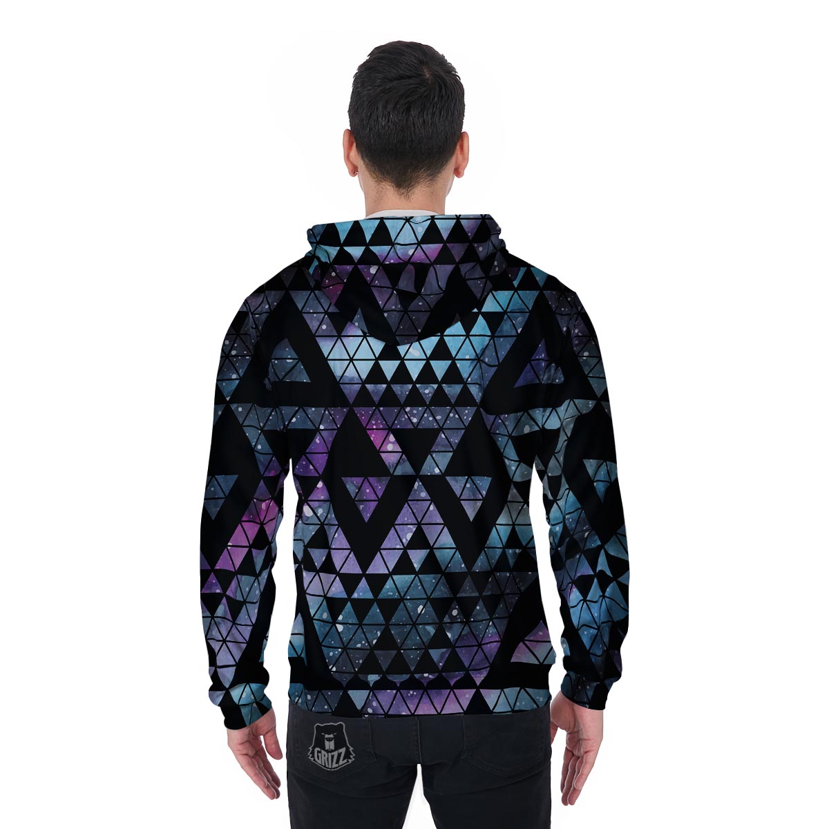 Triangle Galaxy Space Men's Zip Up Hoodie-grizzshop