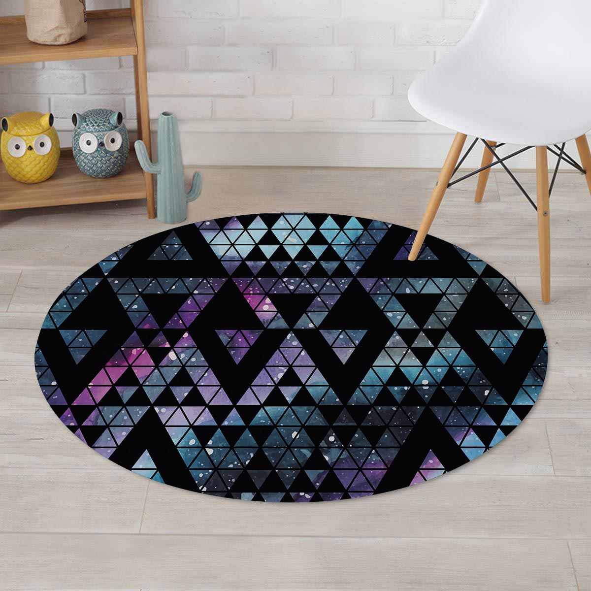 Triangle Galaxy Space Round Rug-grizzshop