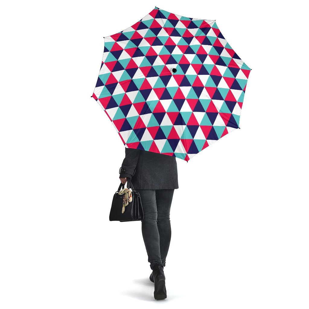 Triangle Pattern Print Automatic Foldable Umbrella-grizzshop