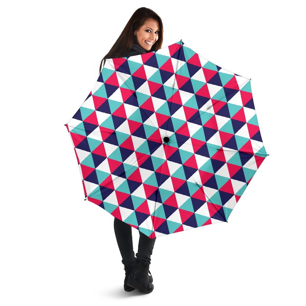 Triangle Pattern Print Automatic Foldable Umbrella-grizzshop