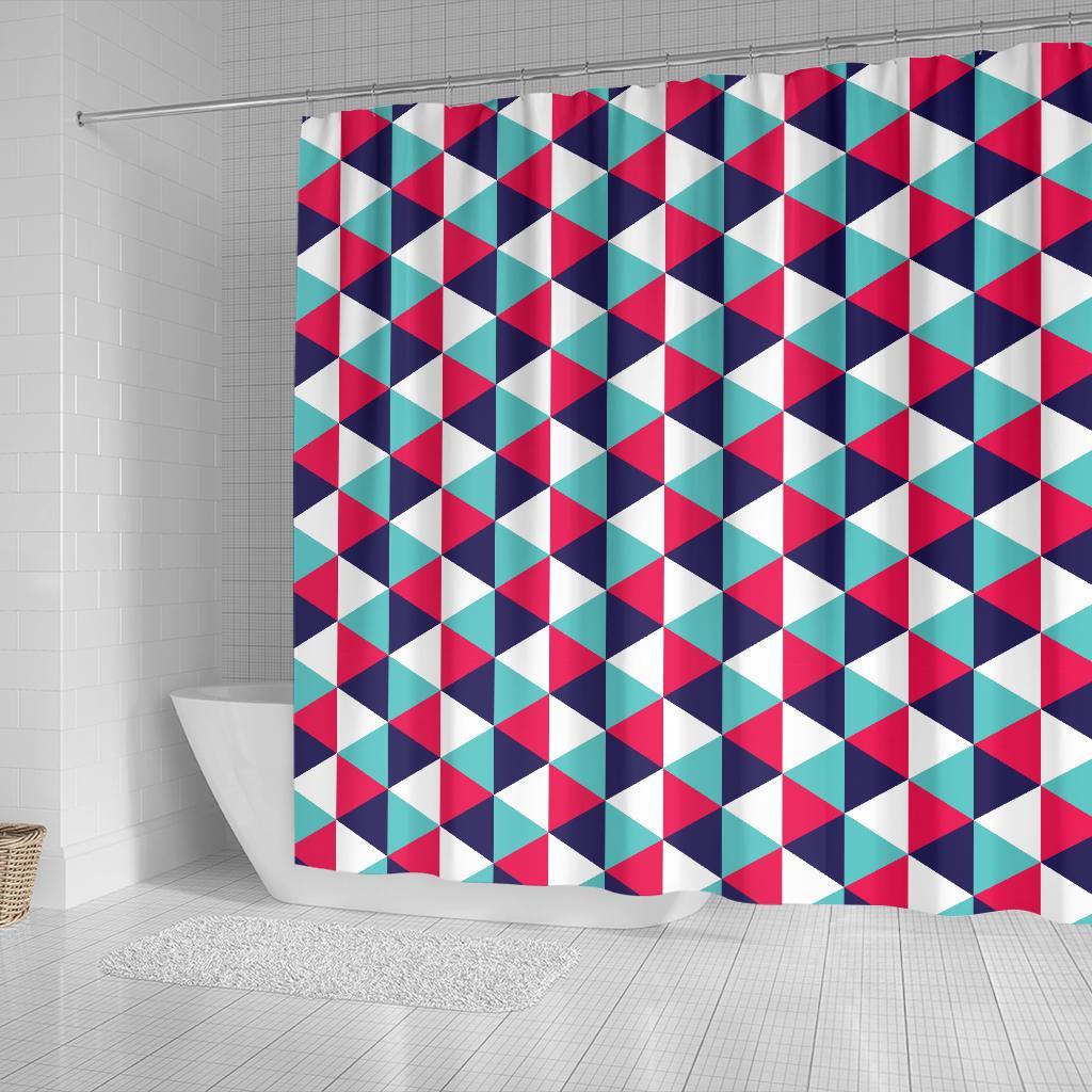 Triangle Pattern Print Bathroom Shower Curtain-grizzshop