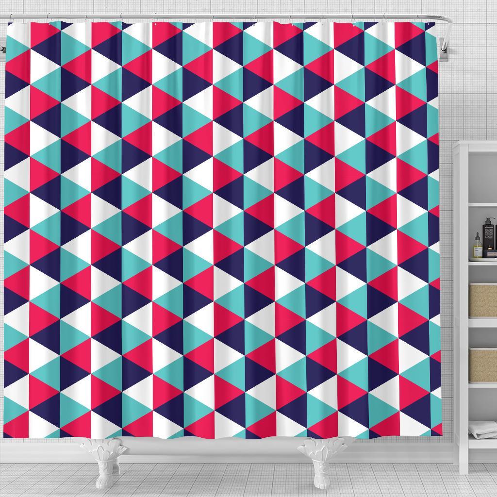 Triangle Pattern Print Bathroom Shower Curtain-grizzshop